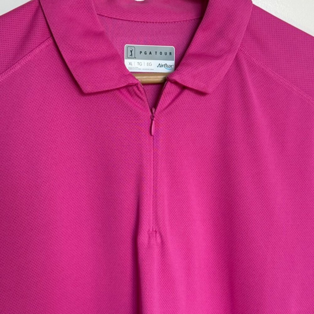 Fuchsia PGA Tour AirFlux Quarter-zip Polo Shirt - Size XL - Picture 3 of 4